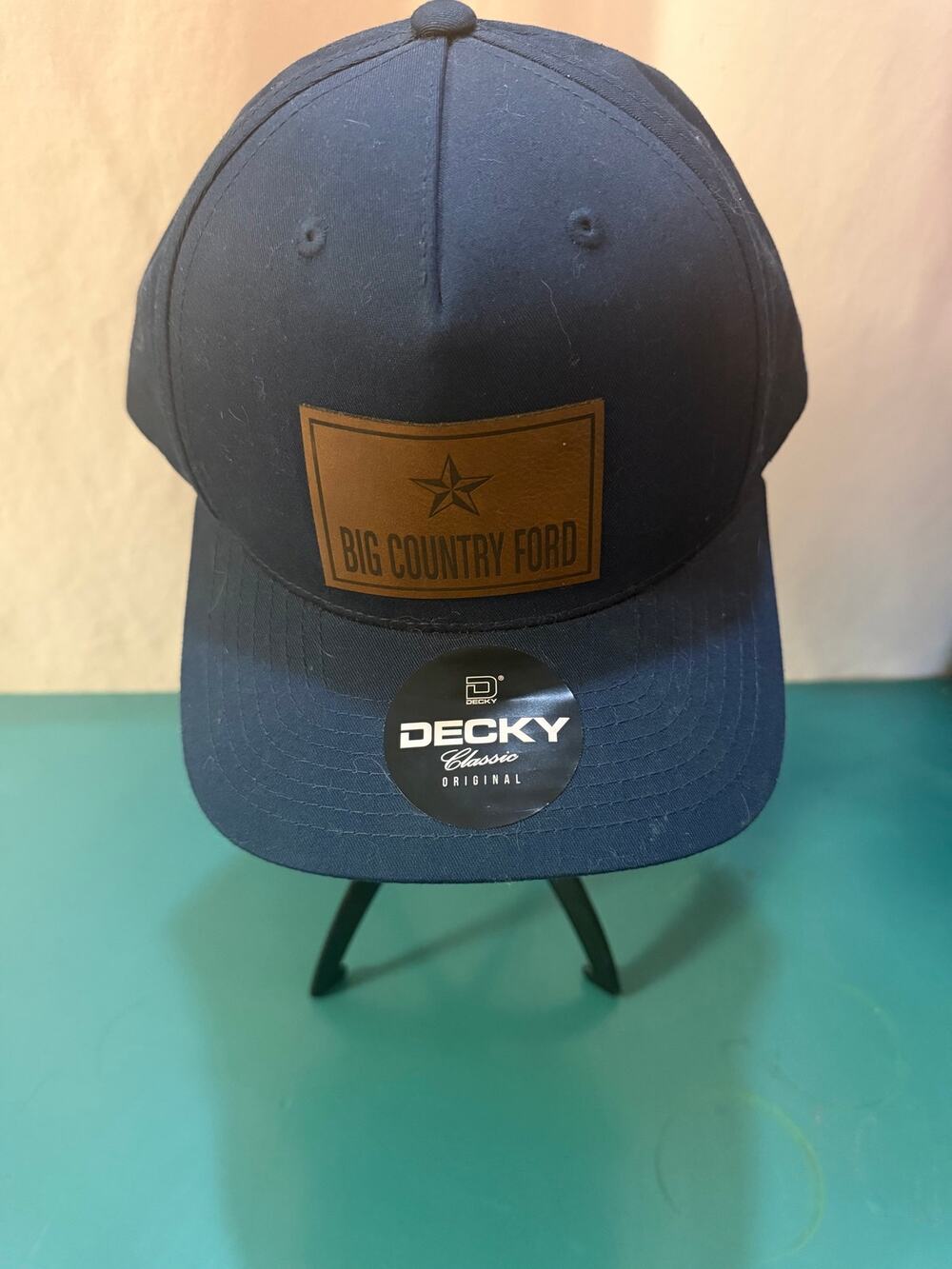 Big Country Ford Leather Patch Baseball Cap Decky Classic Snapback Hat Navy NWT